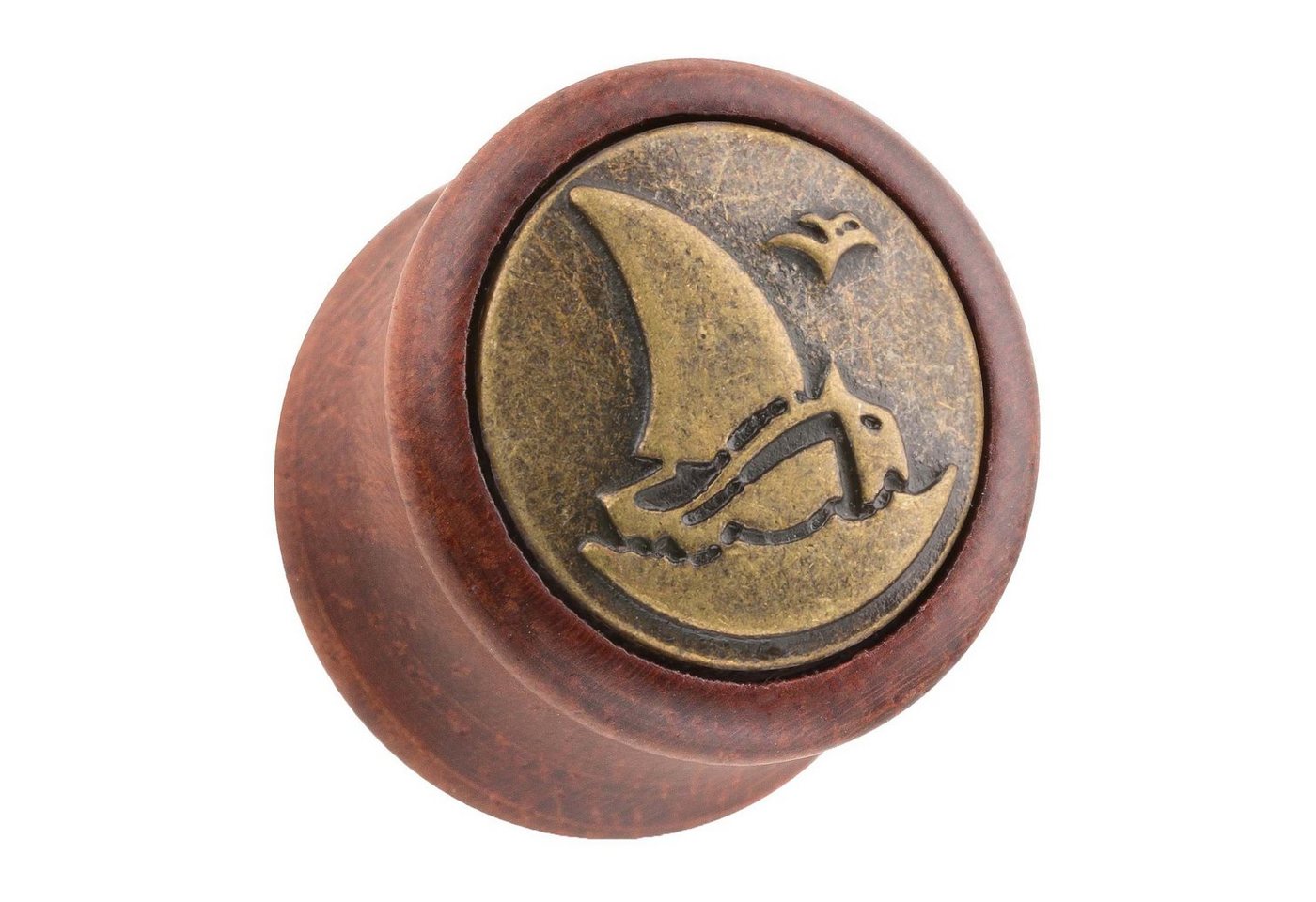 Taffstyle Plug Piercing Holz Braun mit Segelboot Motiv, Ohr Plug Flesh Tunnel Piercing Ohrpiercing Holz Braun Segelboot Motiv von Taffstyle