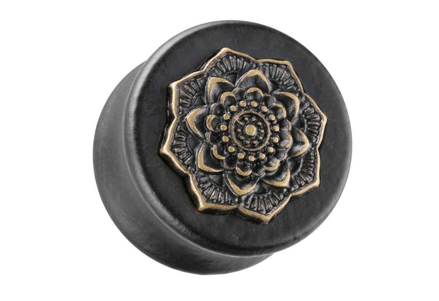 Taffstyle Plug Piercing Holz Mandala Blume Ethno Schwarz, Ohr Plug Flesh Tunnel Piercing Ohrpiercing Holz Mandala Blume Ethno von Taffstyle