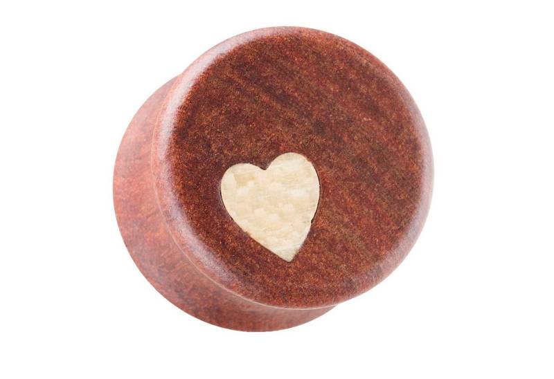 Taffstyle Plug Piercing Holz Organic mit Herz Weiß Braun, Ohr Plug Flesh Tunnel Ohrpiercing Holz Organic mit Herz Weiß Braun von Taffstyle