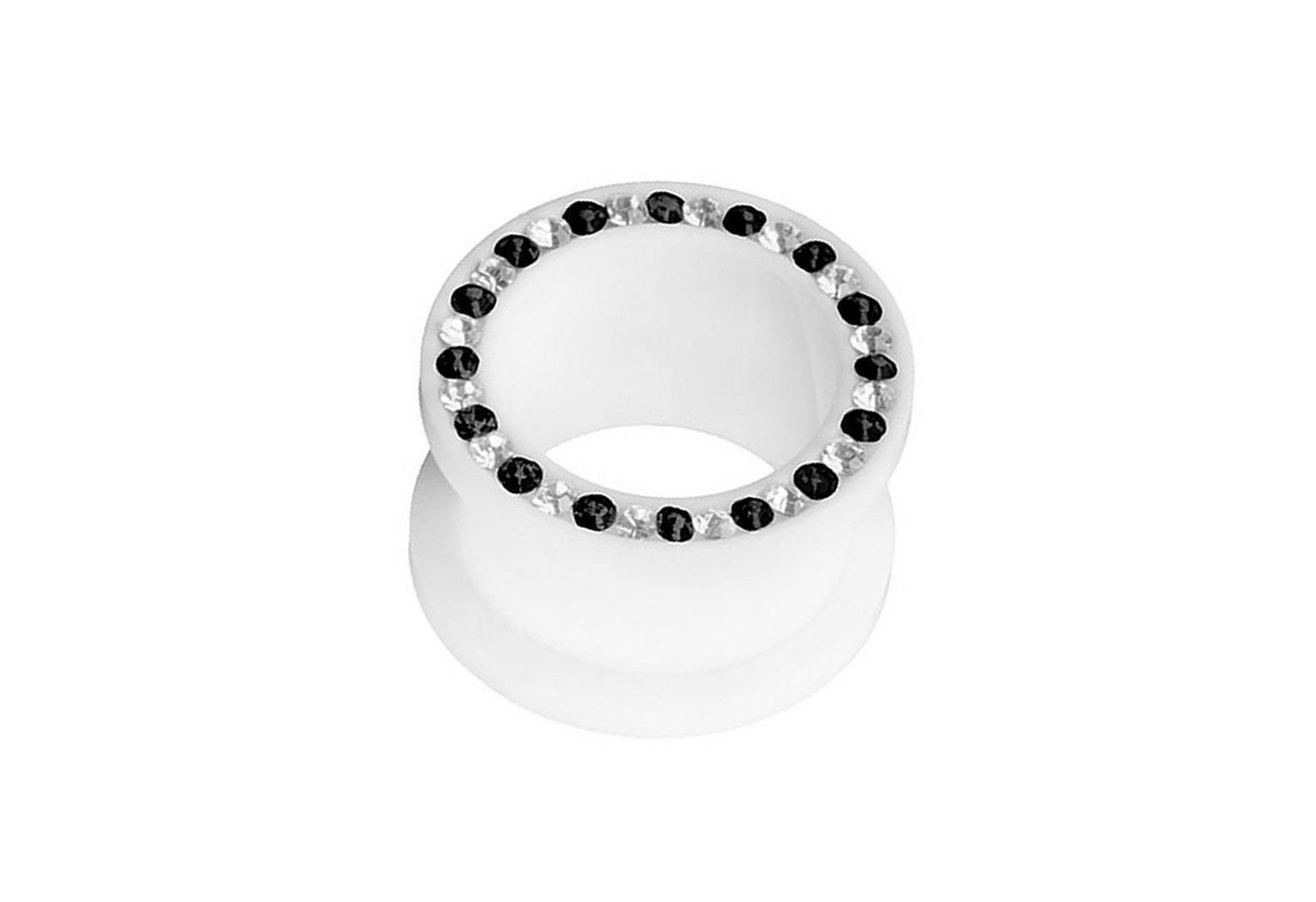 Taffstyle Plug Piercing Kunststoff Weiß Kristallen zweifarbig, Flesh Tunnel Ohr Piercing Plug Ohrpiercing Kunststoff Weiß Kristallen von Taffstyle