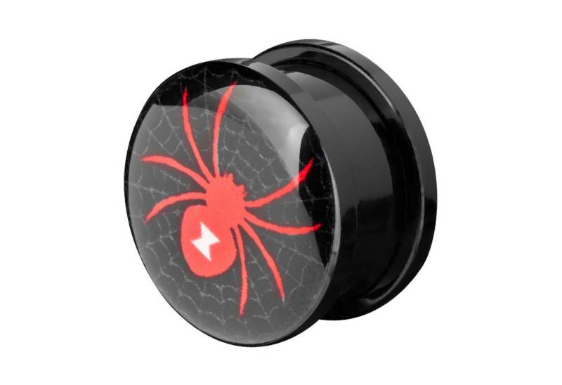 Taffstyle Plug Piercing Kuntstoff Spinne Spider Rot Schwarz, Flesh Plug Ohr Piercing Kuntstoff Spinne Spider Rot Schwarz von Taffstyle