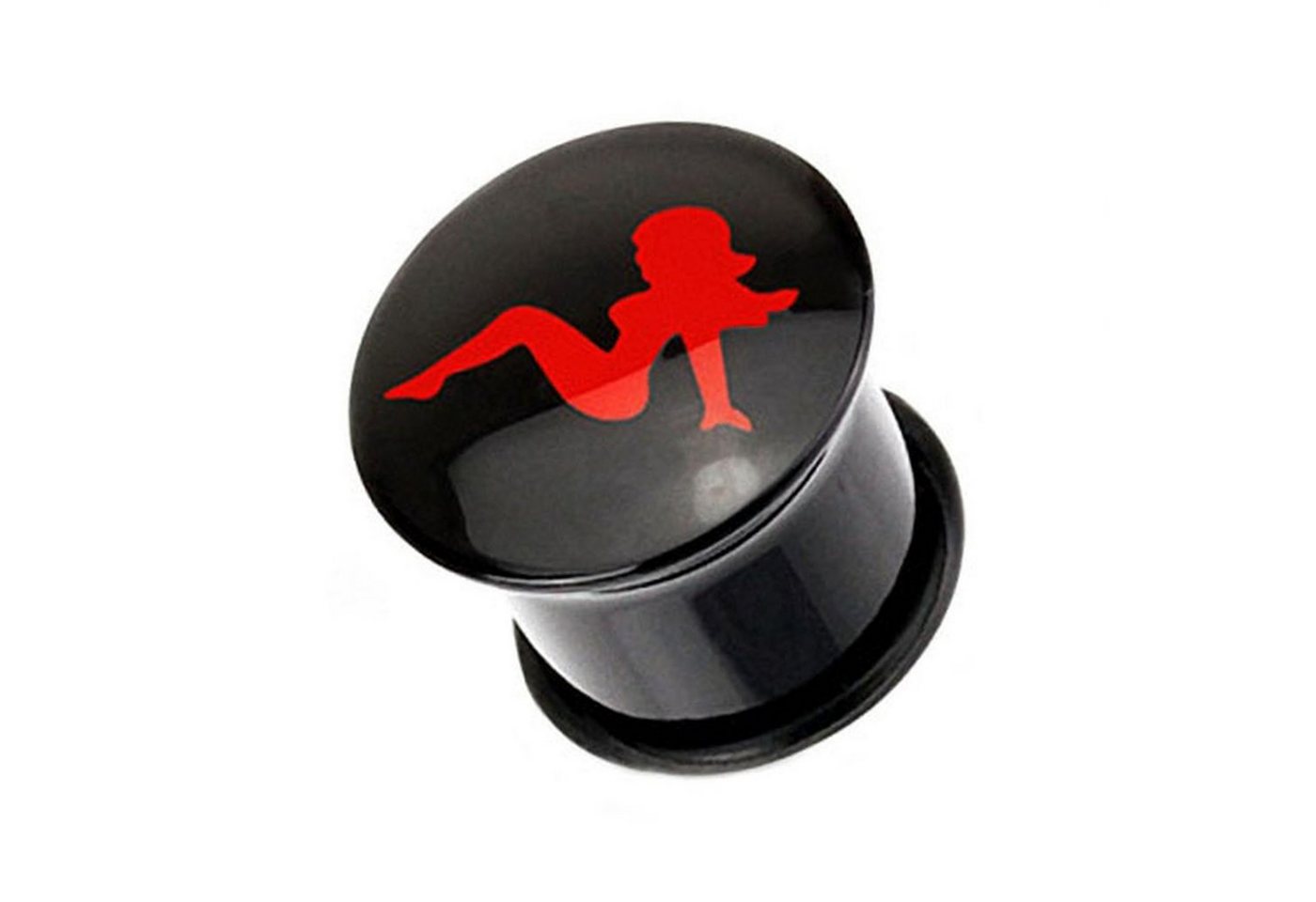 Taffstyle Plug Piercing Logo Single Flared Schwarz Sexy Woman Rot, Plug Flesh Tunnel Ohrpiercing Logo Single Flared Schwarz Sexy Woman von Taffstyle