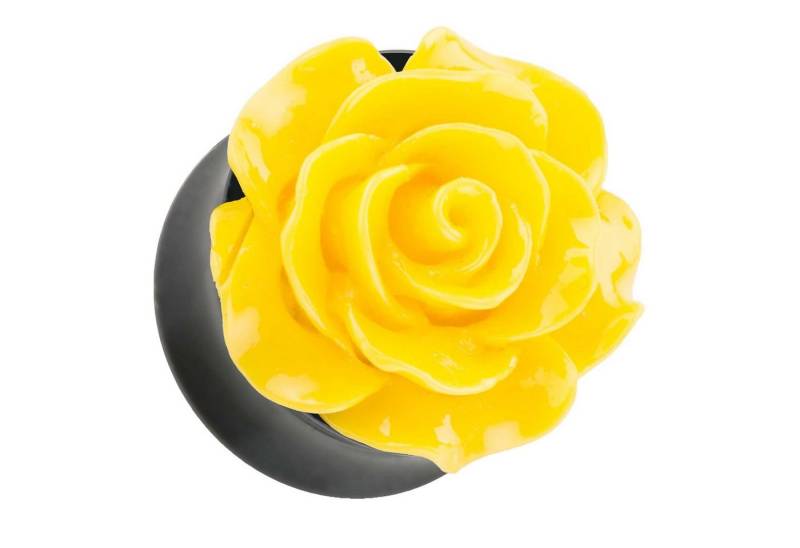 Taffstyle Plug Piercing Ohrpiercing Rose in 3D Optik Gelb, Ohr Plug Flesh Tunnel Piercing Ohrpiercing Rose in 3D Optik von Taffstyle