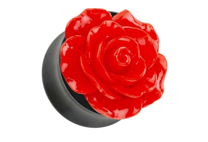 Taffstyle Plug Piercing Ohrpiercing Rose in 3D Optik Rot, Ohr Plug Flesh Tunnel Piercing Ohrpiercing Rose in 3D Optik von Taffstyle