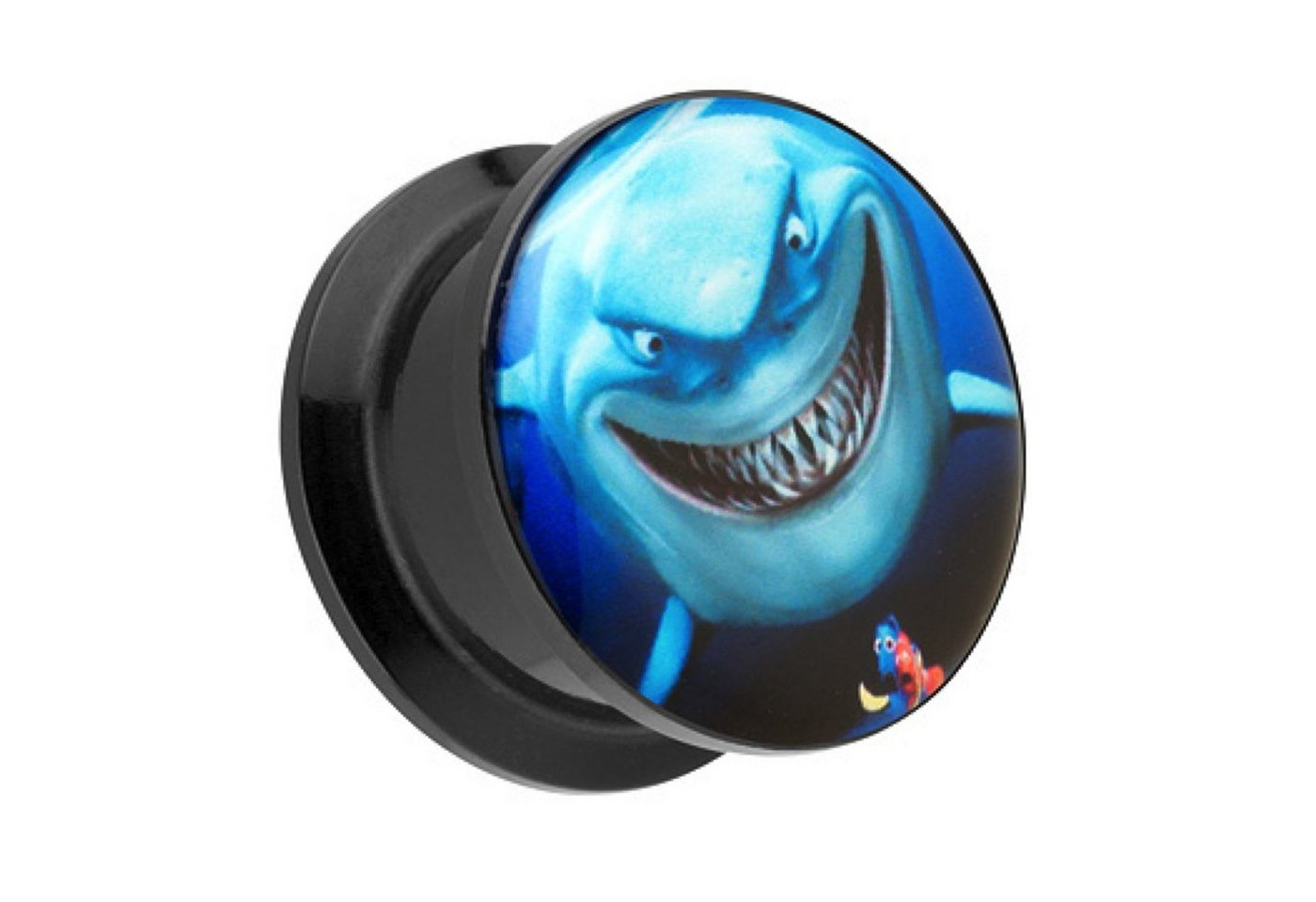 Taffstyle Plug Piercing Schraub Comic Shark Hai & Nemo Motiv, Ohr Plug Flesh Tunnel Ohrpiercing Kunststoff Schraubverschluß Picture von Taffstyle