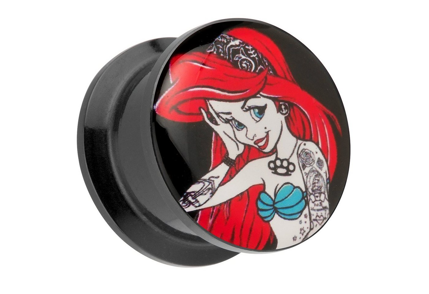 Taffstyle Plug Piercing Schraub Comic Tattoo Girl roten Haaren, Plug Flesh Tunnel Piercing Ohrpiercing Kunststoff Schraubverschluß von Taffstyle