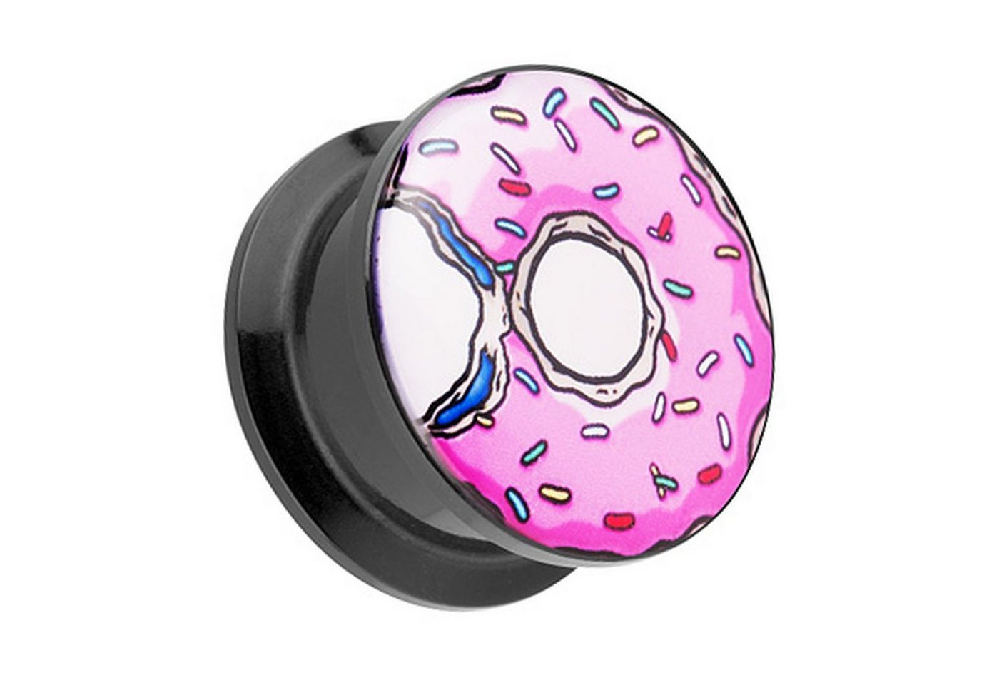 Taffstyle Plug Piercing Schraub Picture mit Donut bunten Streusel, Ohr Plug Flesh Tunnel Ohrpiercing Kunststoff Schraubverschluß Picture von Taffstyle