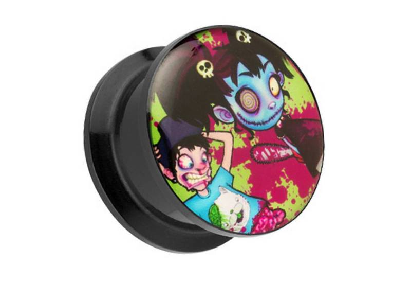 Taffstyle Plug Piercing Schraubverschluß Crazy Zombie Kids Motiv, Ohr Plug Flesh Tunnel Ohrpiercing Kunststoff Schraub Schraubverschluß von Taffstyle