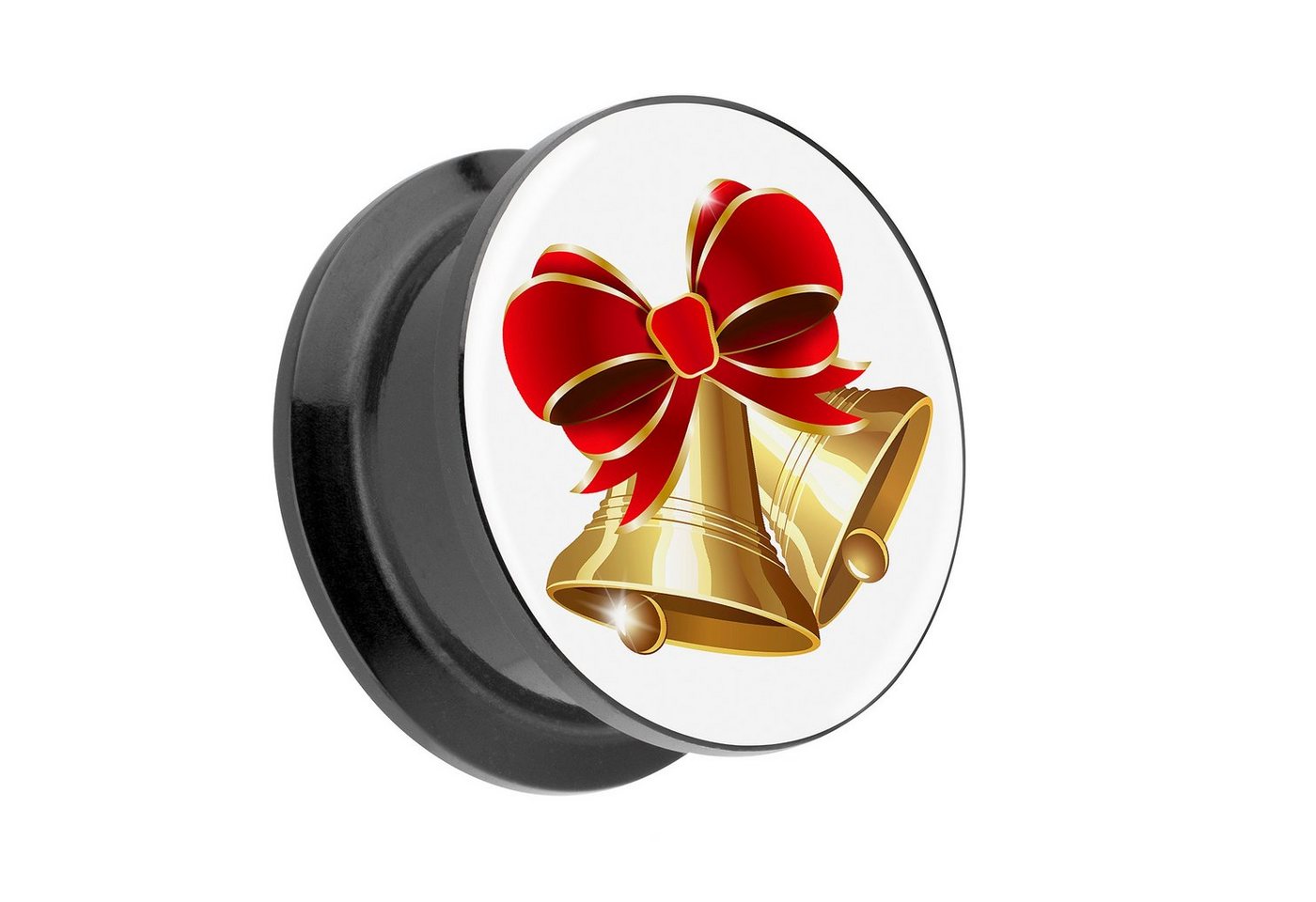 Taffstyle Plug Piercing Schraubverschluß Weihnachtsglocken Gold, Ohr Plug Flesh Tunnel Ohrpiercing Kunststoff Schraub mit Picture Motiv von Taffstyle