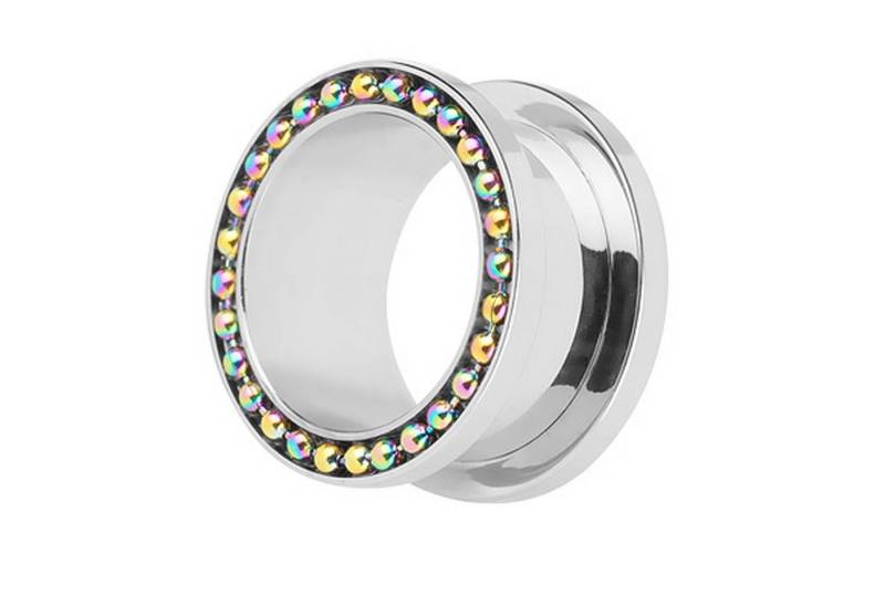 Taffstyle Plug Piercing Silber mit Stahl Kugeln Multi Steel Balls, Flesh Tunnel Ohr Plug Ohrpiercing Schraub Silber mit Stahl Kugeln von Taffstyle