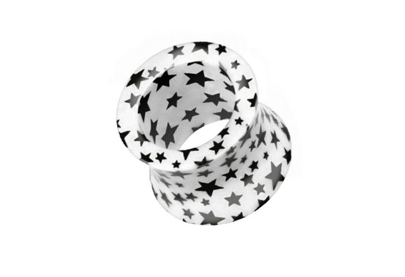 Taffstyle Plug Piercing Sternen Double Flared Schwarz Weiß, Flesh Tunnel Ohr Plug Ohrpiercing Ear Kunststoff Sternen Double Flared von Taffstyle