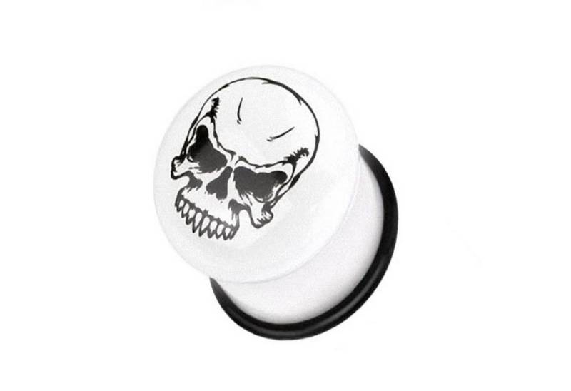 Taffstyle Plug Piercing Totenkopf Single Flared Weiß Glow Dark, Ohr Plug Flesh Tunnel Ohrpiercing Totenkopf Flared Weiß Glow Dark von Taffstyle