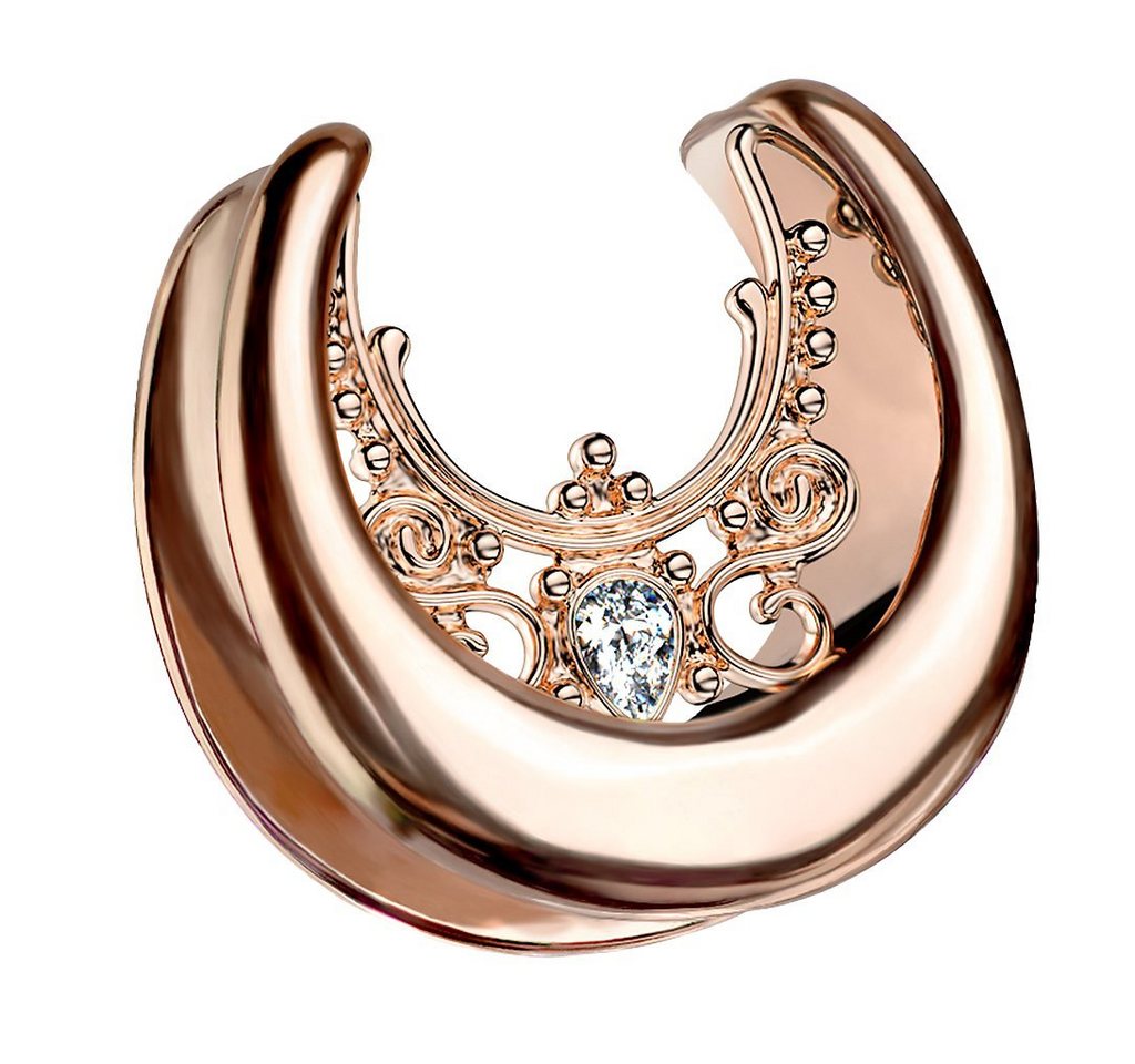 Taffstyle Plug Piercing Tribal Kristall Halbrunder Flesh Tunnel, Ohr Plug Spreader Halbrund Creole Ohrring Ohrpiercing Stahl Glitzer von Taffstyle