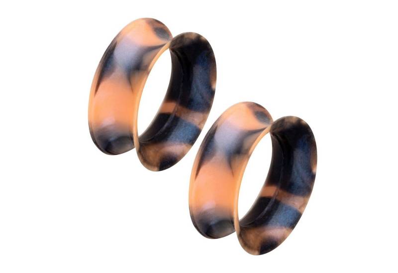 Taffstyle Plug Piercing flexibel Weich 1 Paar zweifarbig Schimmer, Flesh Tunnel Ohr Plug Creole Ohrring Ohrpiercing Tribal extra flexibel von Taffstyle