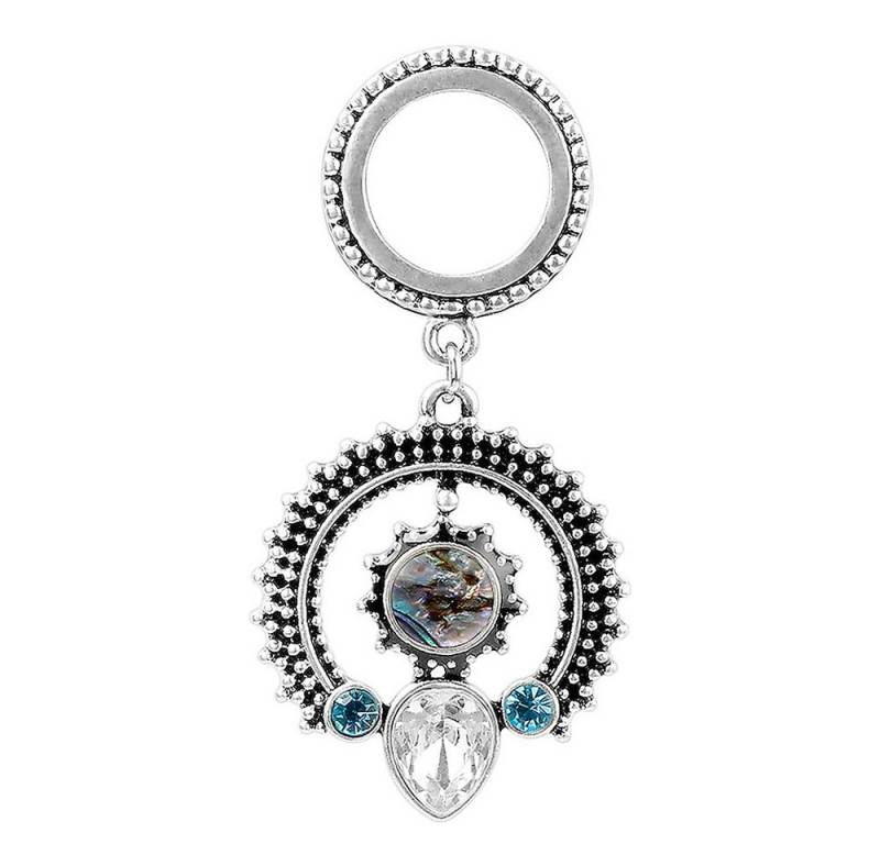 Taffstyle Plug Piercing mit ovalen Kristall Perlmutt Anhänger, Flesh Tunnel Vintage Steinen Oval Ohr Ear Plug Ohrpiercing Edelstahl von Taffstyle