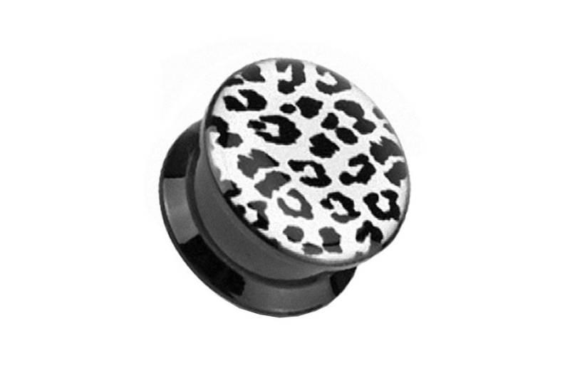 Taffstyle Plug Schraubverschluß Double Flared mit Leopard Motiv, Ohr Plug Flesh Tunnel Piercing Ohrpiercing Kunststoff Schraub Picture von Taffstyle