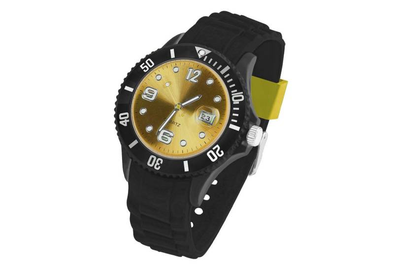 Taffstyle Quarzuhr Silikon Armbanduhr schwarz mit Datum Quarzuhr farbiges Ziffernblatt, Moderne Quarzuhr mit Datum Silikon Armband Unisex geeignet für Alltag von Taffstyle