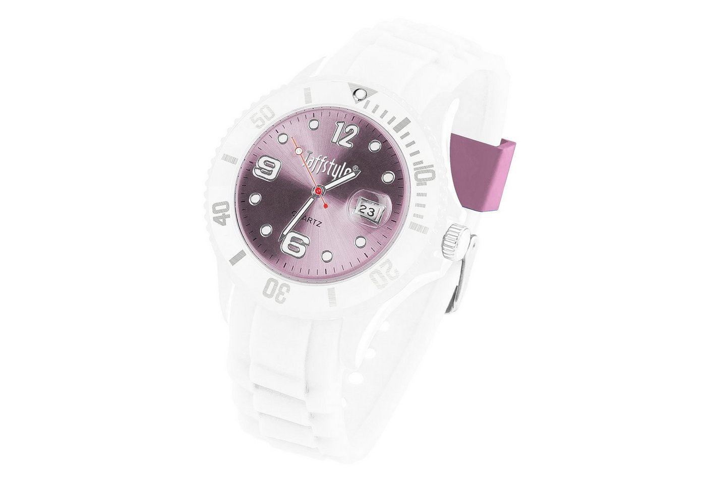 Taffstyle Quarzuhr Armbanduhr Silikon Sport Uhr Ziffernblatt Datum, Farbige Bunte Quarz Analog Damen Herren Sportuhr Anzeige Quarzuhr Multifunktion Wasserdicht Weiß Rosa von Taffstyle