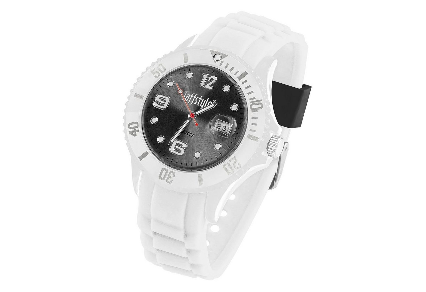 Taffstyle Quarzuhr Armbanduhr Silikon Sport Uhr Ziffernblatt Datum, Farbige Bunte Quarz Analog Damen Herren Sportuhr Anzeige Quarzuhr Multifunktion Wasserdicht Weiß Schwarz von Taffstyle