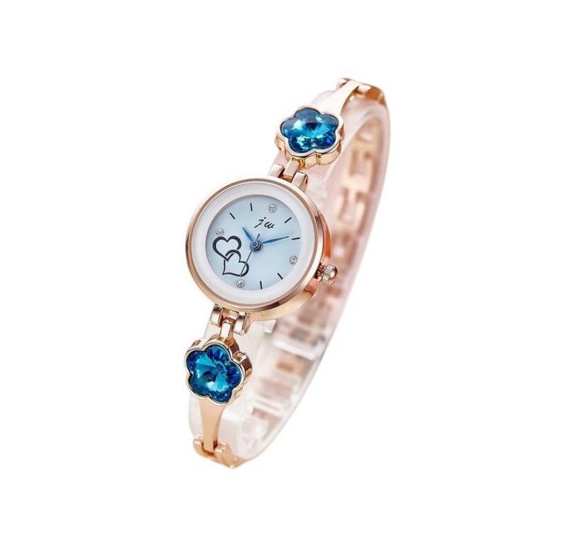 Taffstyle Quarzuhr Damen Armbanduhr Damen Mädchen Uhr Herzen und Kristall Kleeblatt, (Mädchen Uhr Damen Fashion Armbanduhr mit Herzen und Kleeblatt Kristallen) von Taffstyle