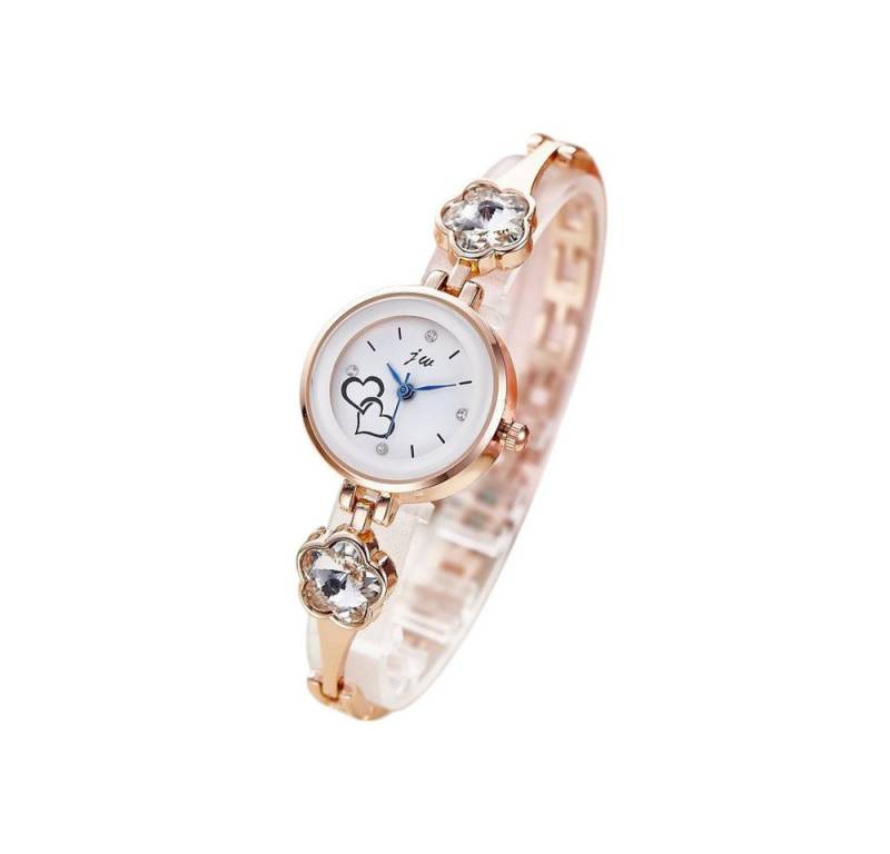 Taffstyle Quarzuhr Damen Armbanduhr Damen Mädchen Uhr Herzen und Kristall Kleeblatt, (Mädchen Uhr Damen Fashion Armbanduhr mit Herzen und Kleeblatt Kristallen) von Taffstyle