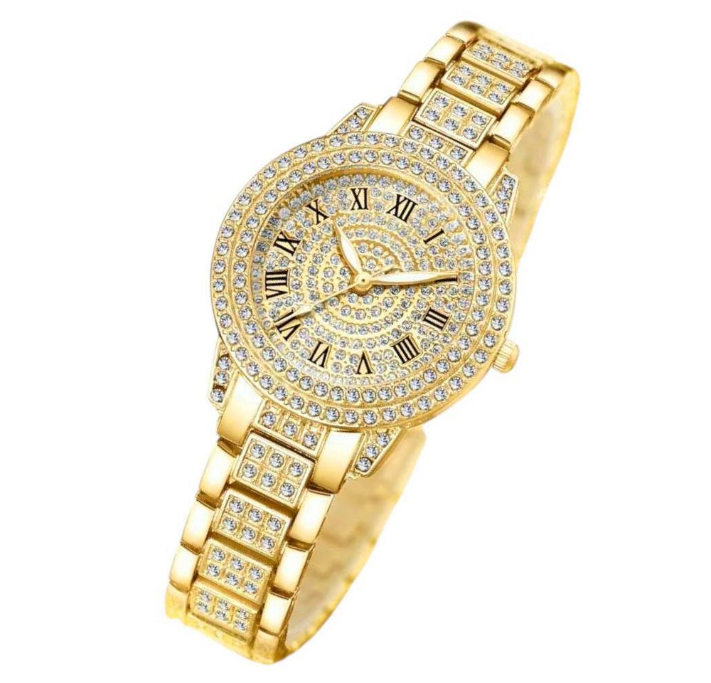 Taffstyle Quarzuhr Damen Kristall Armbanduhr Mädchen Uhr mit römischen Ziffern, (Edle Armbanduhr mit funkelnden Steinen in Gold, Silber oder Roségold erhältlich - Geschenkidee) von Taffstyle