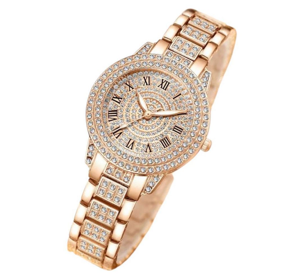 Taffstyle Quarzuhr Damen Kristall Armbanduhr Mädchen Uhr mit römischen Ziffern, (Edle Armbanduhr mit funkelnden Steinen in Gold, Silber oder Roségold erhältlich - Geschenkidee) von Taffstyle