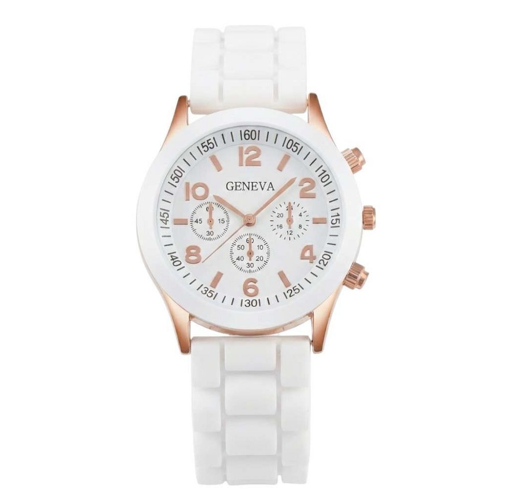 Taffstyle Quarzuhr Damenuhr mit Silikonarmband und roségoldenem Gehäuse in Schwarz oder W, (Moderne Damen Silikonarmband Uhr mit roségoldenen Akzenten - Geschenkidee) von Taffstyle