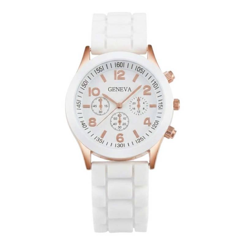 Taffstyle Quarzuhr Damenuhr mit Silikonarmband und roségoldenem Gehäuse in Schwarz oder W, (Moderne Damen Silikonarmband Uhr mit roségoldenen Akzenten - Geschenkidee) von Taffstyle