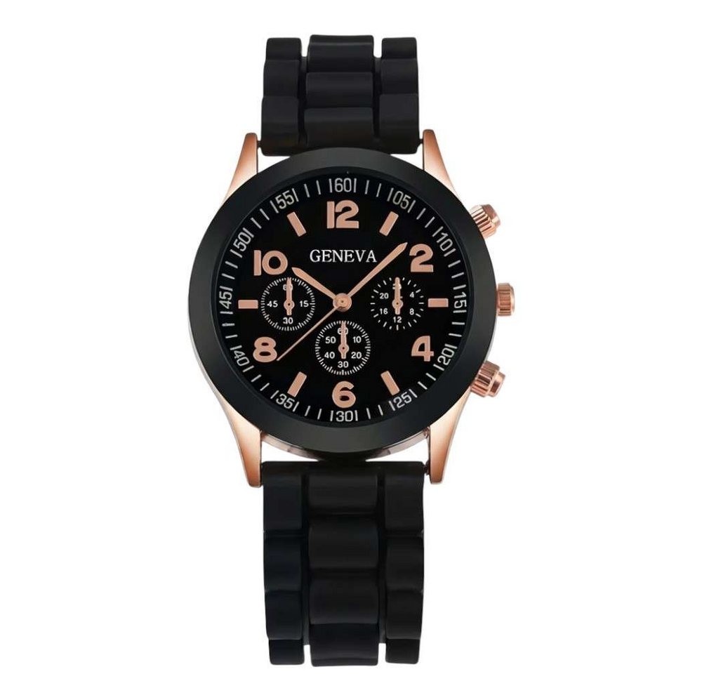 Taffstyle Quarzuhr Damenuhr mit Silikonarmband und roségoldenem Gehäuse in Schwarz oder W, (Moderne Damen Silikonarmband Uhr mit roségoldenen Akzenten - Geschenkidee) von Taffstyle