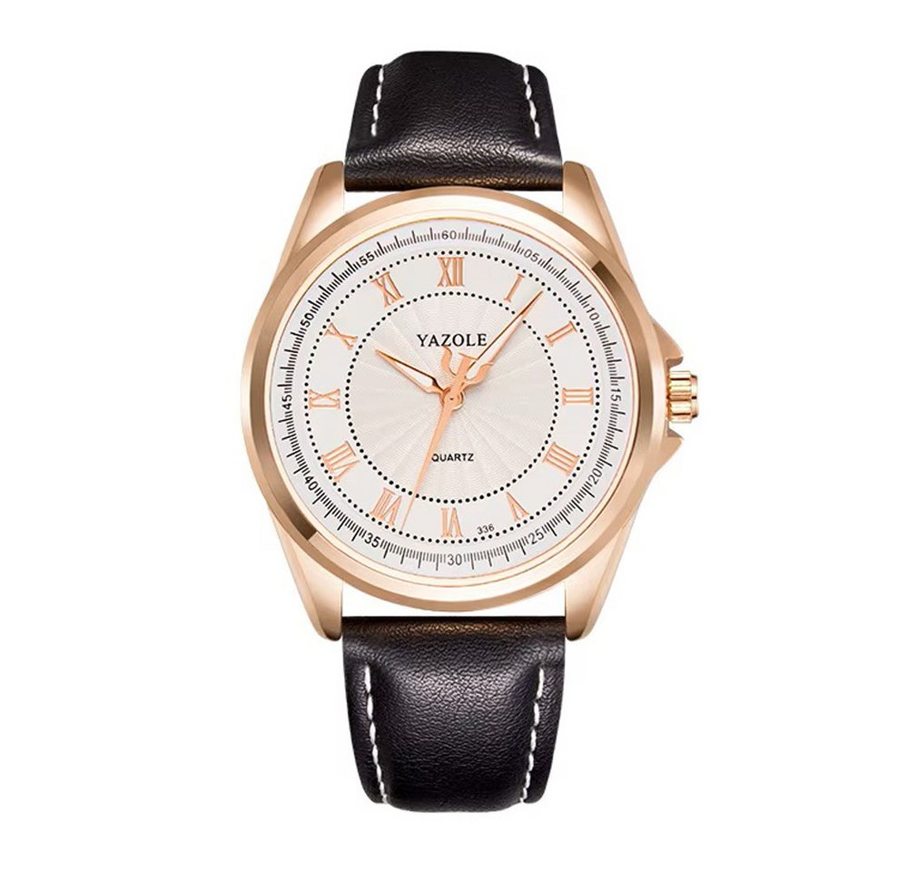 Taffstyle Quarzuhr Herren Armbanduhr mit Lederarmband und römischen Ziffern elegante Uhr, (Stilvolle analoge Armbanduhr mit Rosegold Metallgehäuse und Quarzwerk), ideal auch als Geschenk von Taffstyle
