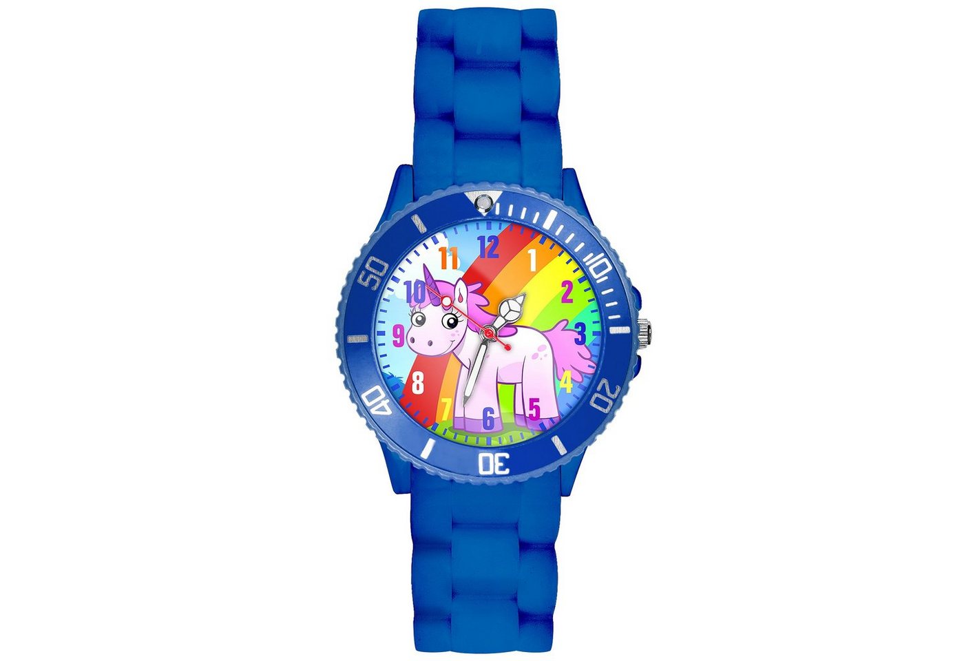 Taffstyle Quarzuhr Kinder Armbanduhr Silikon Einhorn Analog Uhr Bunt, Mädchen Sportuhr Bunte Kinderuhr Lernuhr Regenbogen Silikonuhr von Taffstyle