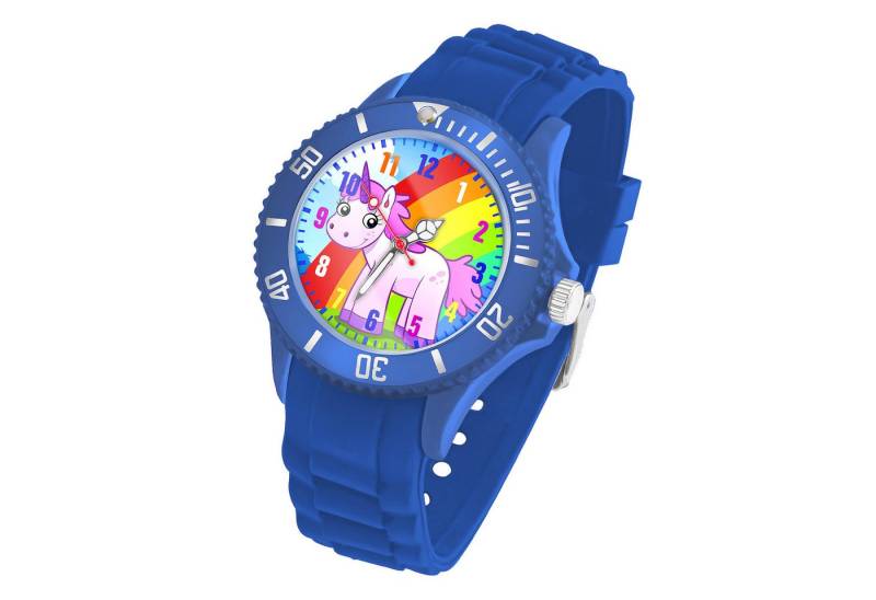 Taffstyle Quarzuhr Kinder Armbanduhr Silikon Einhorn Analog Uhr Bunt, Mädchen Sportuhr Bunte Kinderuhr Lernuhr Regenbogen Silikonuhr von Taffstyle