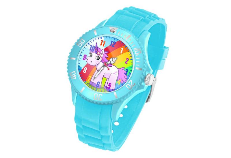 Taffstyle Quarzuhr Kinder Armbanduhr Silikon Einhorn Analog Uhr Bunt, Mädchen Sportuhr Bunte Kinderuhr Lernuhr Regenbogen Silikonuhr von Taffstyle