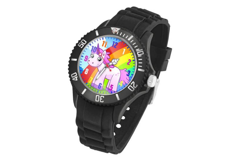Taffstyle Quarzuhr Kinder Armbanduhr Silikon Einhorn Analog Uhr Bunt, Mädchen Sportuhr Bunte Kinderuhr Lernuhr Regenbogen Silikonuhr von Taffstyle