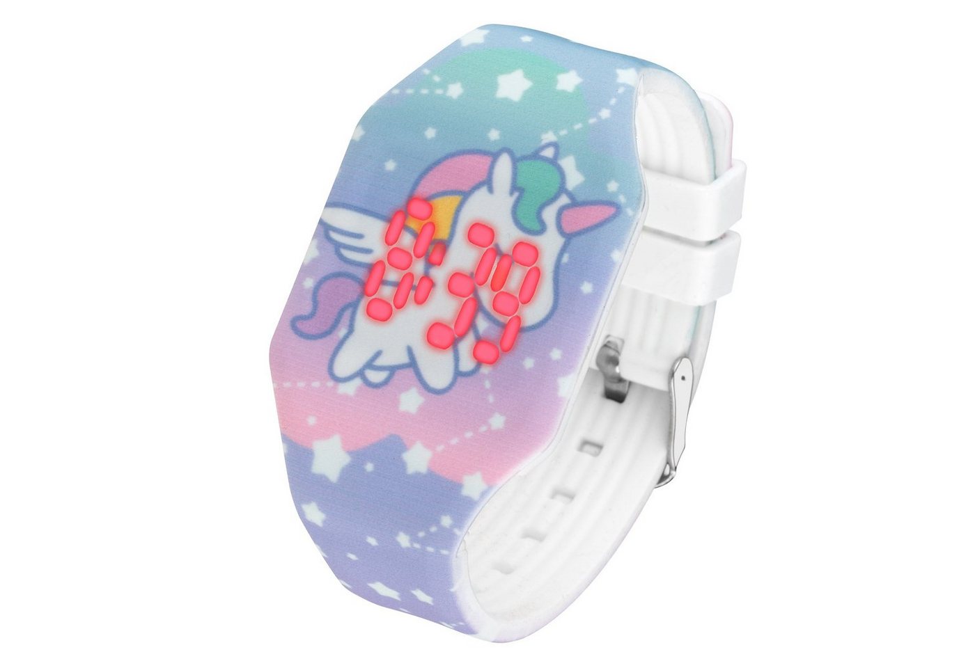 Taffstyle Quarzuhr Kinder Armbanduhr Silikon Einhorn Digital LED Uhr, Mädchen Fluoreszierend Sportuhr Kinderuhr Lernuhr Bunt Regenbogen von Taffstyle