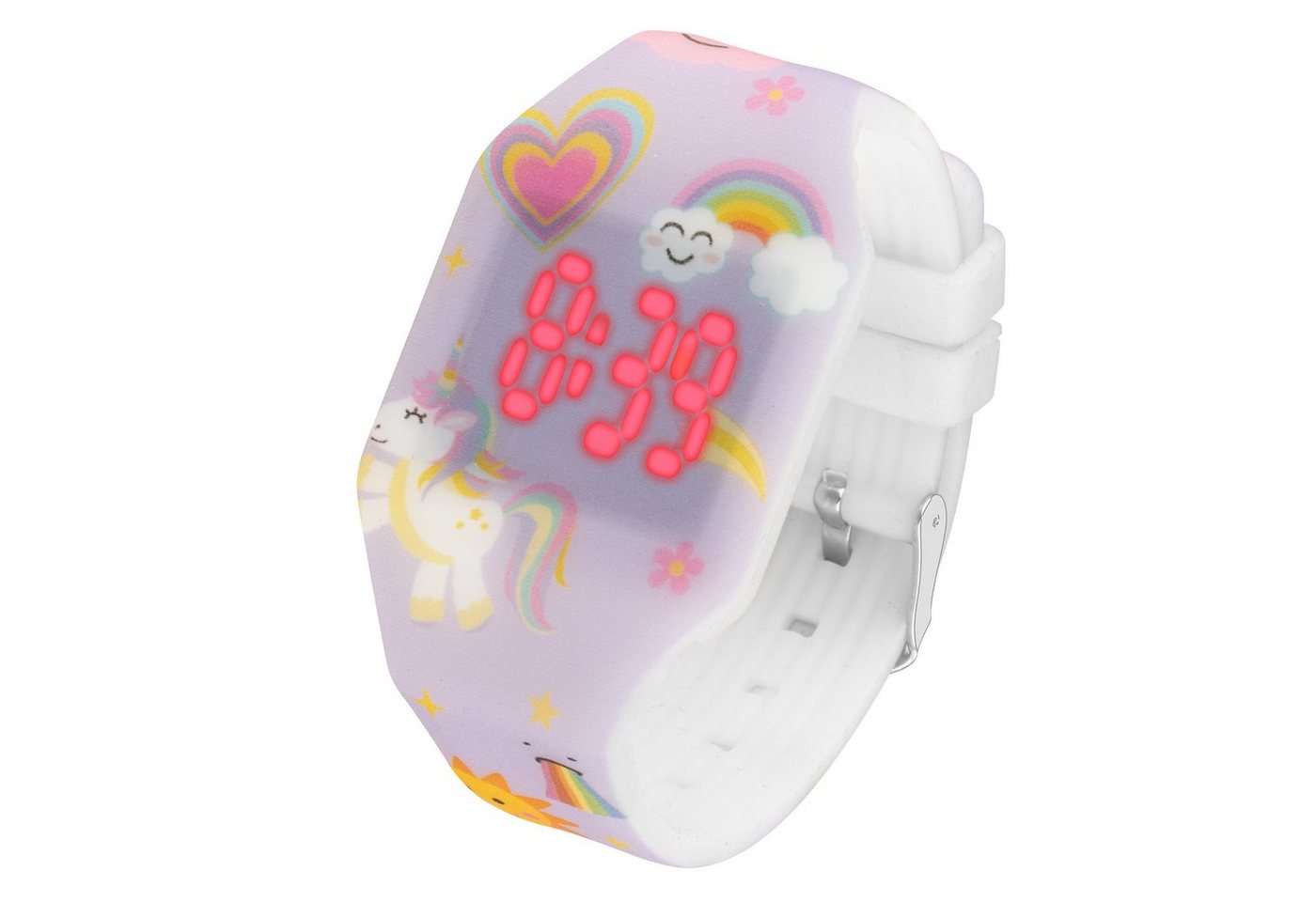 Taffstyle Quarzuhr Kinder Armbanduhr Silikon Einhorn Digital LED Uhr, Mädchen Fluoreszierend Sportuhr Kinderuhr Lernuhr Bunt Regenbogen von Taffstyle