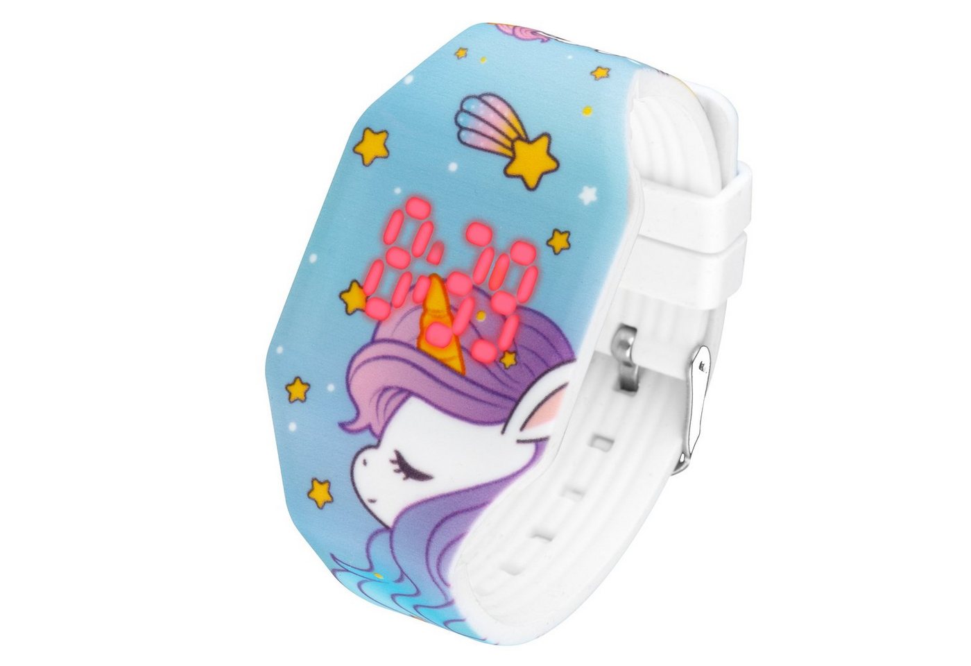 Taffstyle Quarzuhr Kinder Armbanduhr Silikon Einhorn Digital LED Uhr, Mädchen Fluoreszierend Sportuhr Kinderuhr Lernuhr Bunt Regenbogen von Taffstyle