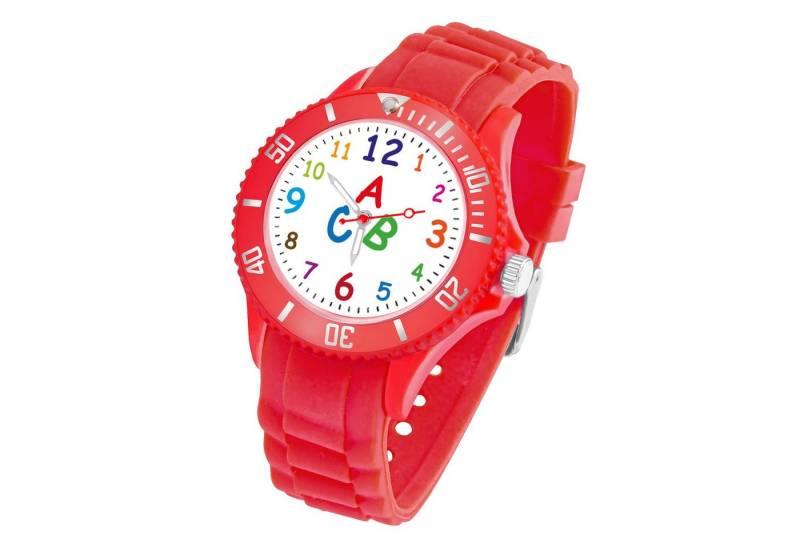 Taffstyle Quarzuhr Kinder Armbanduhr Silikon Lernuhr Zahlen Uhr Bunt, Bunte ABC Silikonuhr Farbige Sportuhr Kinderuhr 34mm Analog Quarz von Taffstyle