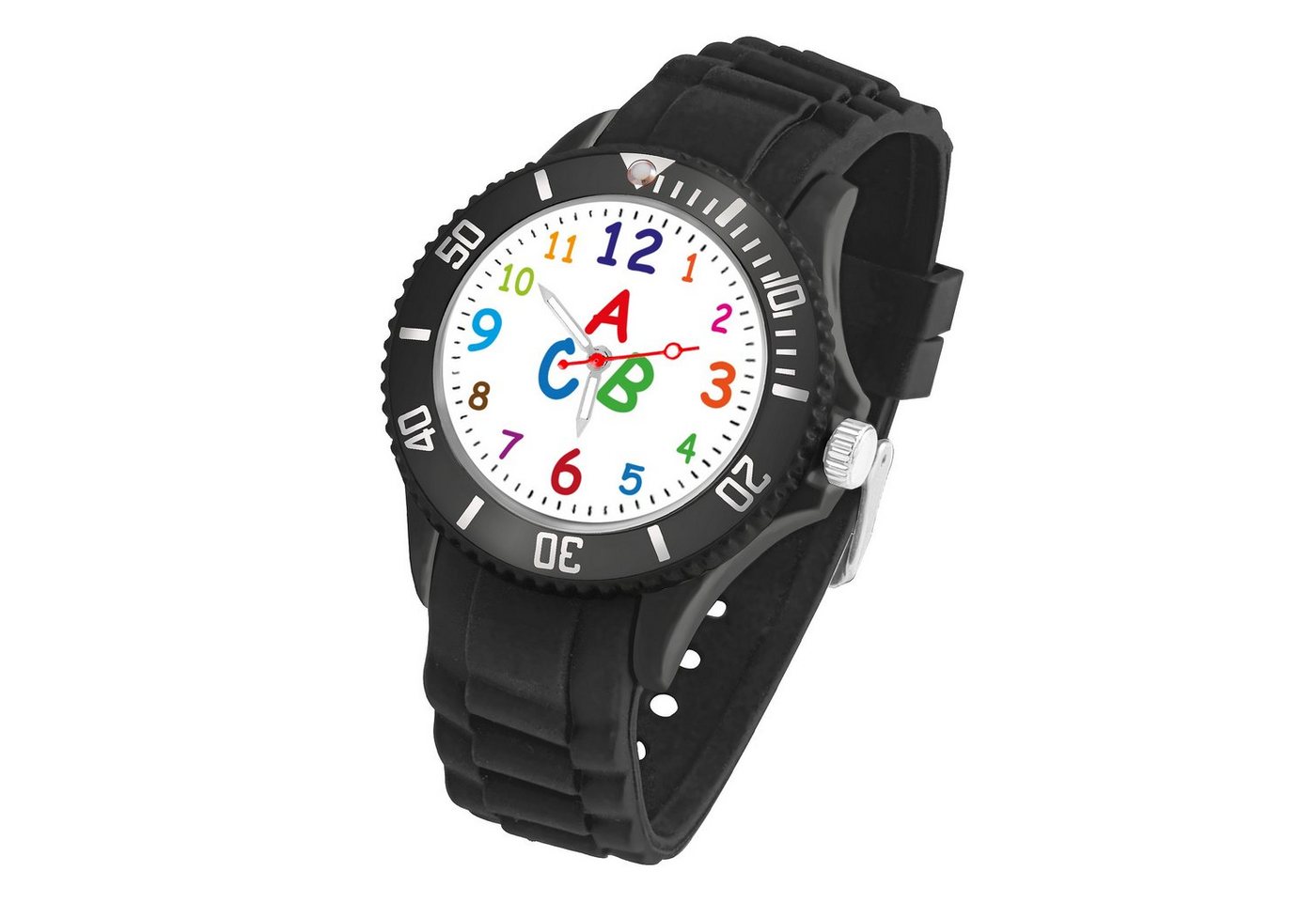 Taffstyle Quarzuhr Kinder Armbanduhr Silikon Lernuhr Zahlen Uhr Bunt, Bunte ABC Silikonuhr Farbige Sportuhr Kinderuhr 34mm Analog Quarz von Taffstyle