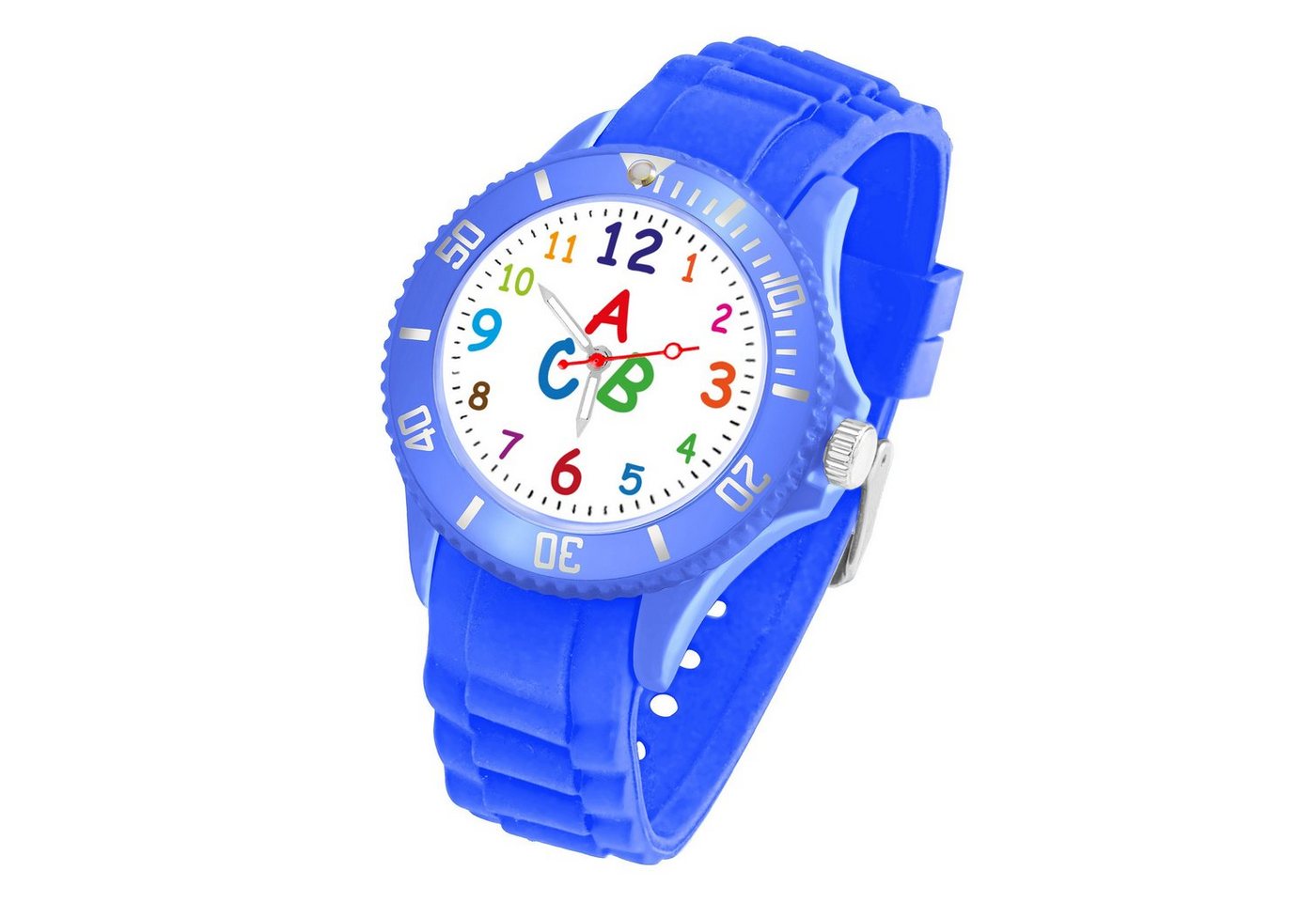 Taffstyle Quarzuhr Kinder Armbanduhr Silikon Lernuhr Zahlen Uhr Bunt, Bunte ABC Silikonuhr Farbige Sportuhr Kinderuhr 34mm Analog Quarz von Taffstyle