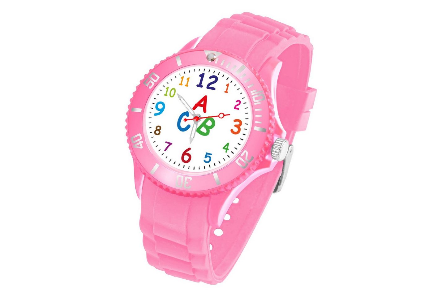 Taffstyle Quarzuhr Kinder Armbanduhr Silikon Lernuhr Zahlen Uhr Bunt, Bunte ABC Silikonuhr Farbige Sportuhr Kinderuhr 34mm Analog Quarz von Taffstyle