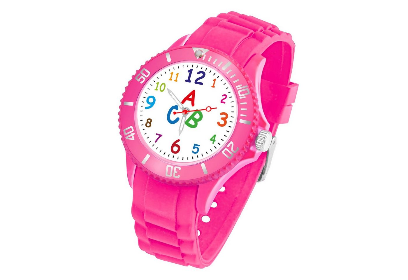 Taffstyle Quarzuhr Kinder Armbanduhr Silikon Lernuhr Zahlen Uhr Bunt, Bunte ABC Silikonuhr Farbige Sportuhr Kinderuhr 34mm Analog Quarz von Taffstyle