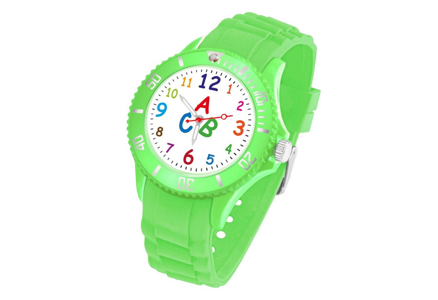 Taffstyle Quarzuhr Kinder Armbanduhr Silikon Lernuhr Zahlen Uhr Bunt, Bunte ABC Silikonuhr Farbige Sportuhr Kinderuhr 34mm Analog Quarz von Taffstyle