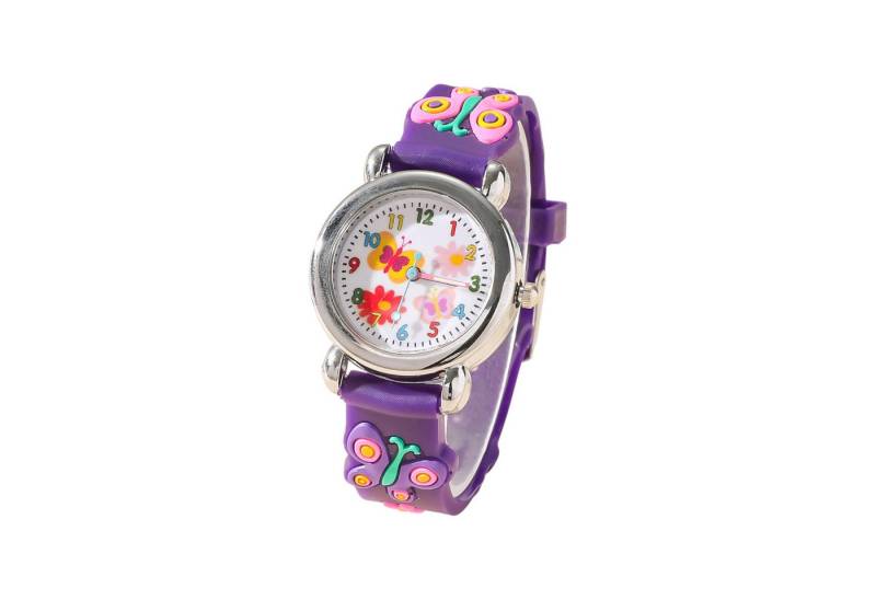 Taffstyle Quarzuhr Kinder Armbanduhr Silikon Uhr Bunte Kinderuhr mit Schmetterling, (Bunte Mädchen Jungen Gummi Kinderuhr Farbige Lernuhr Silikonuhr niedlich) von Taffstyle