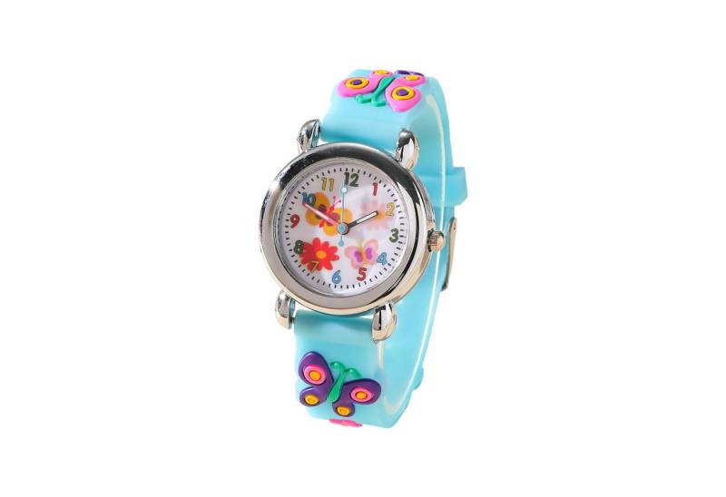Taffstyle Quarzuhr Kinder Armbanduhr Silikon Uhr Bunte Kinderuhr mit Schmetterling, (Bunte Mädchen Jungen Gummi Kinderuhr Farbige Lernuhr Silikonuhr niedlich) von Taffstyle