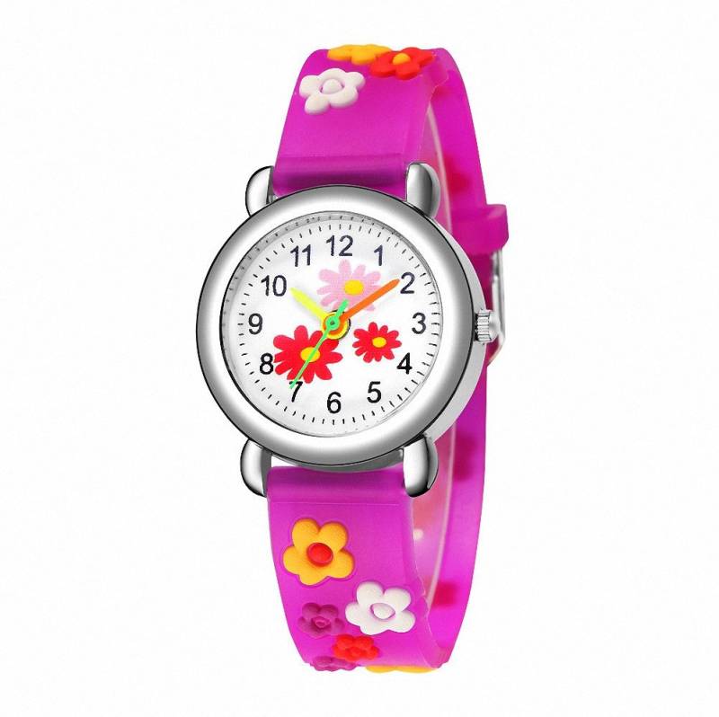 Taffstyle Quarzuhr Kinder Armbanduhr Silikon Uhr Bunte Mädchen Kinderuhr mit Blumen, (Mädchen Jungen Sportuhr Bunte Kinderuhr Farbige Lernuhr Silikonuhr Süß) von Taffstyle