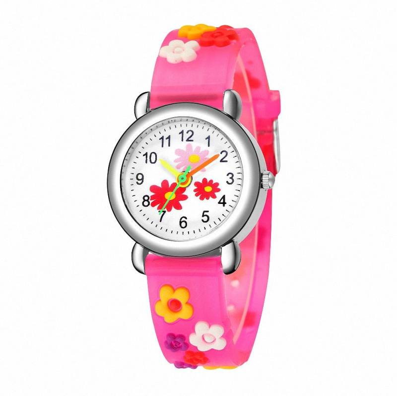 Taffstyle Quarzuhr Kinder Armbanduhr Silikon Uhr Bunte Mädchen Kinderuhr mit Blumen, (Mädchen Jungen Sportuhr Bunte Kinderuhr Farbige Lernuhr Silikonuhr Süß) von Taffstyle