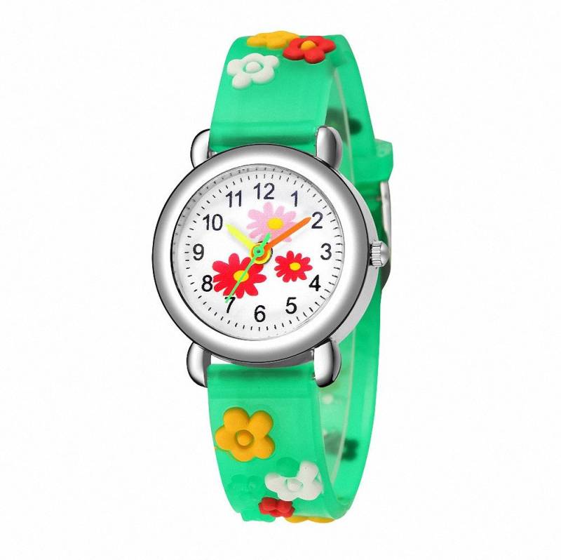Taffstyle Quarzuhr Kinder Armbanduhr Silikon Uhr Bunte Mädchen Kinderuhr mit Blumen, (Mädchen Jungen Sportuhr Bunte Kinderuhr Farbige Lernuhr Silikonuhr Süß) von Taffstyle