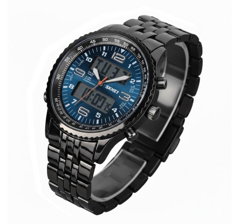 Taffstyle Quarzuhr Multifunktions Herren Armbanduhr Stoppuhr Alarm Beleuchtung 3ATM, (Digitale und analoge Sportuhr mit Beleuchtung Metallgehäuse und Quarzwerk), 12/24 Stundenanzeige, Alarmfunktion, Hintergrundbeleuchtung von Taffstyle